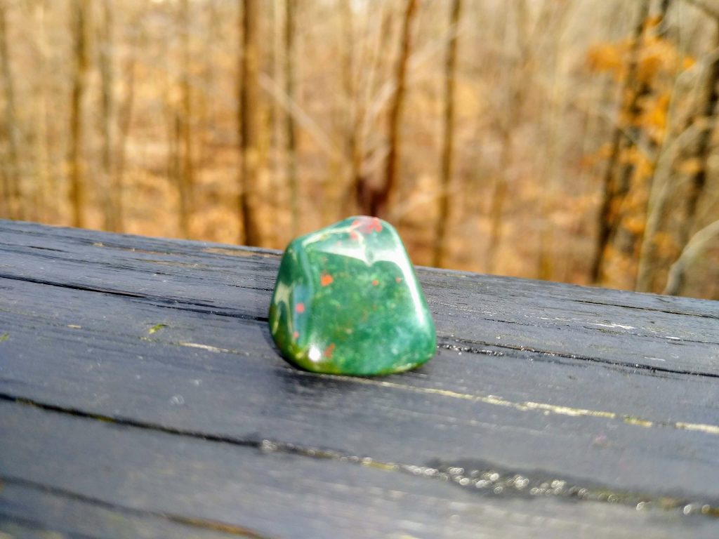 Bloodstone is green with red spots and patches